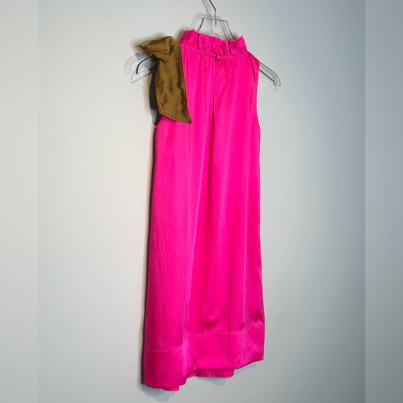 J. Crew Swingy Bow Neck Hot Pink Bronze Bow Dress Size XXS - Picture 7 of 14